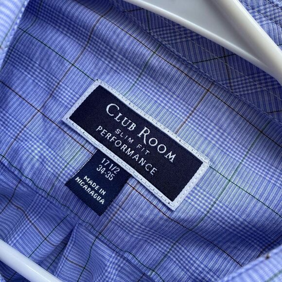 Men’s Button Up Shirt - Club Room Blue Shirt Size 17.5 - Picture 5 of 7
